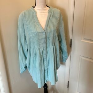 Soft Surroundings Seafoam Green Cotton 2X